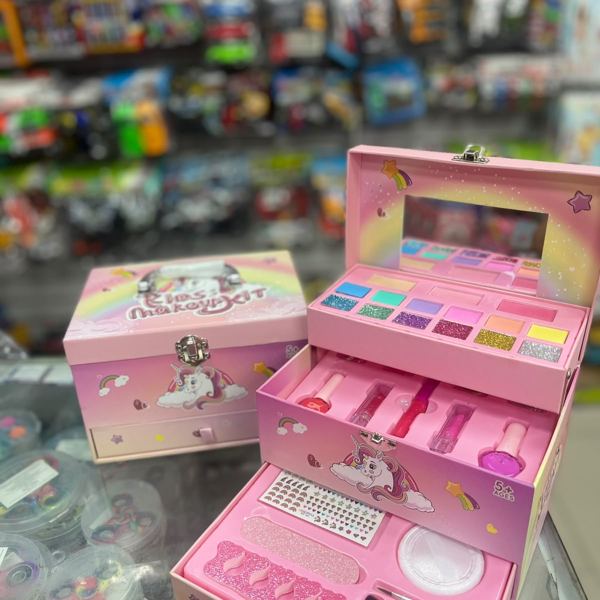 Maletín de maquillaje unicornio con espejo