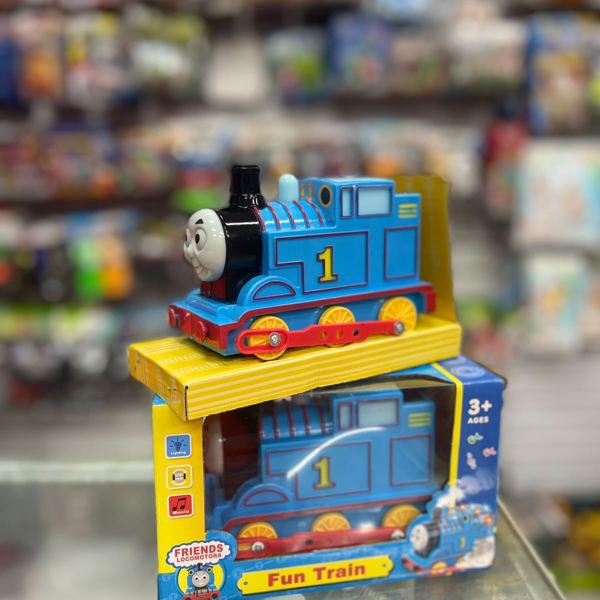 Tren de pilas azul con luces