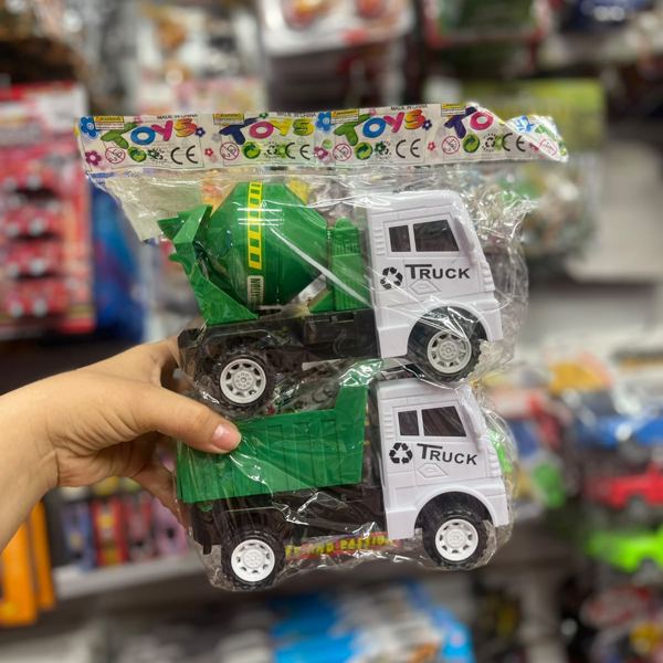Set de 2 camiones de reciclaje y mezcladora