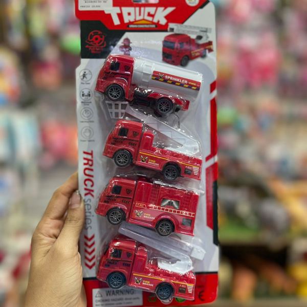 Set de 4 camiones de bomberos