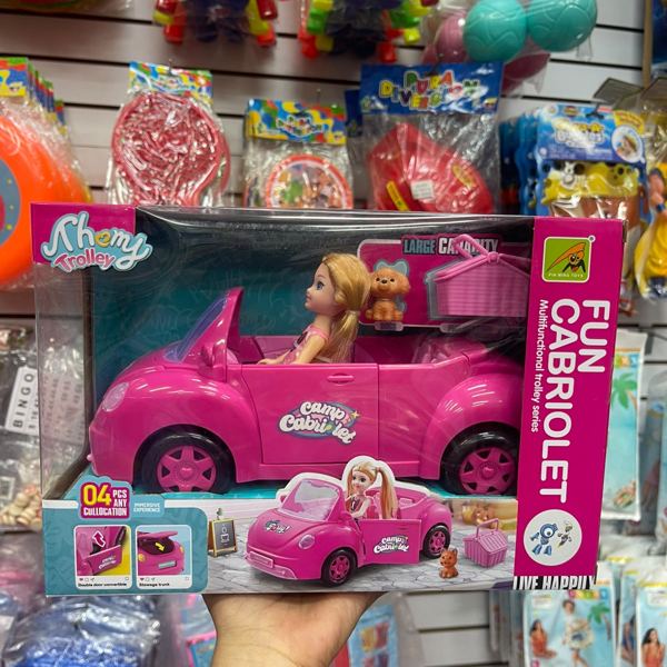 Muñeca con carro descapotable