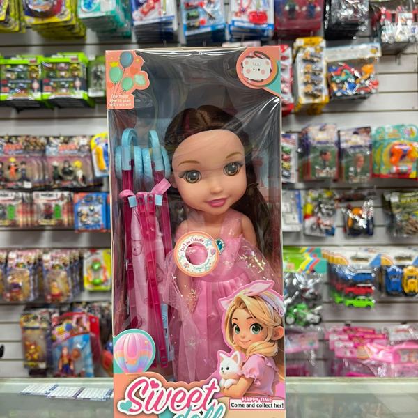 Muñeca Sweet Doll con vestido rosado