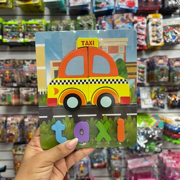 Rompecabezas de madera taxi